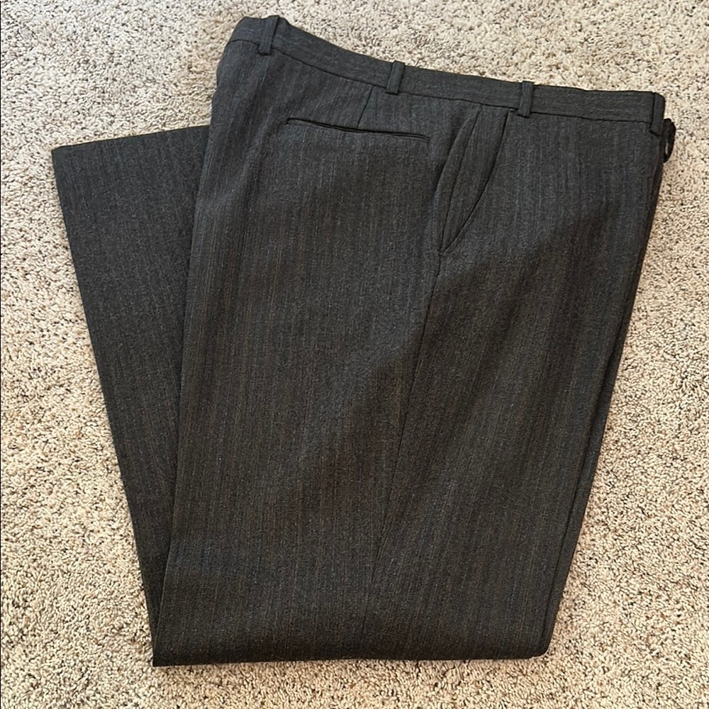 Vintage November 14, 1986!! Gray Wool Dress Pants with a few stripes of color.